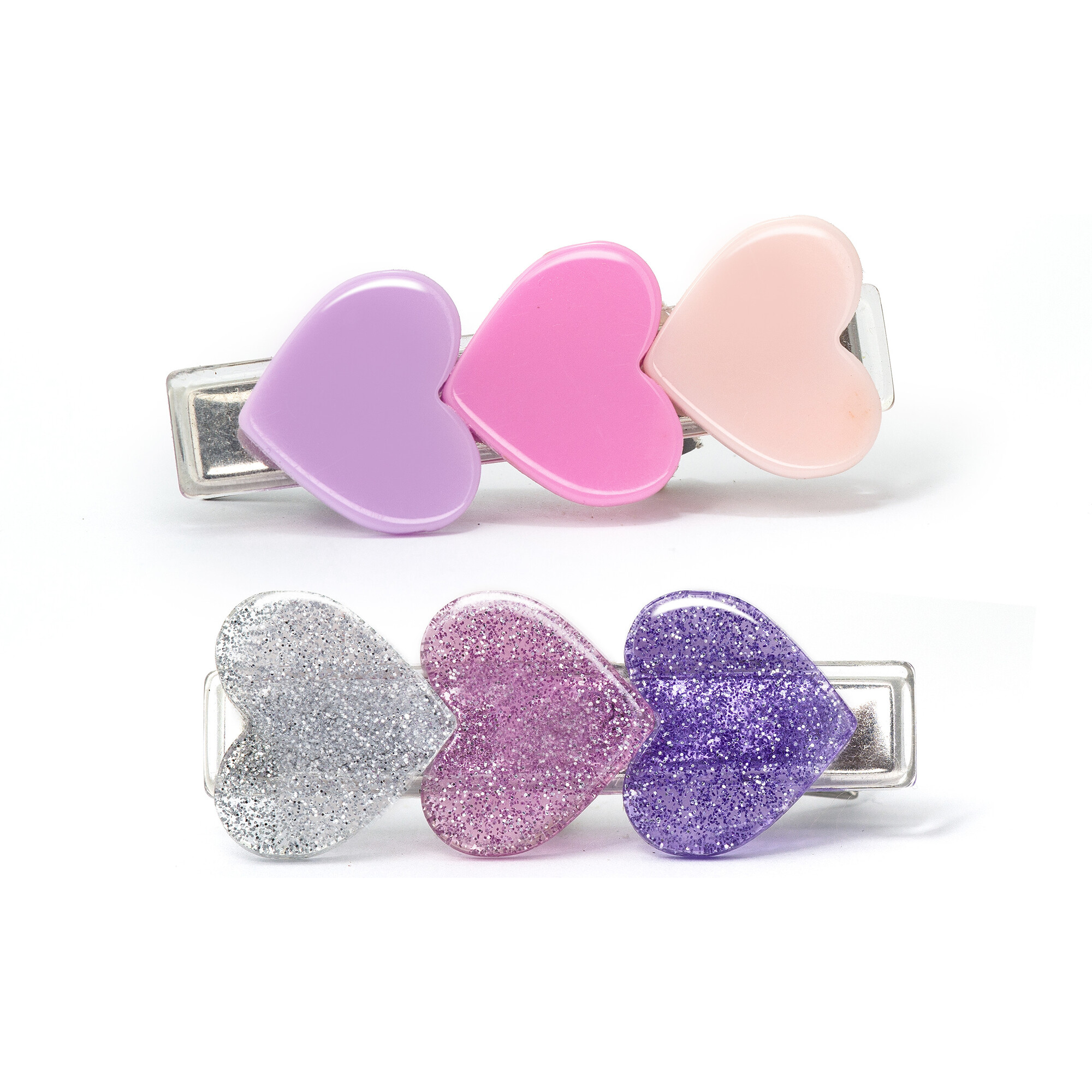 Hearts Pink Purple Shades Hair Clips - Hair Accessories - 1