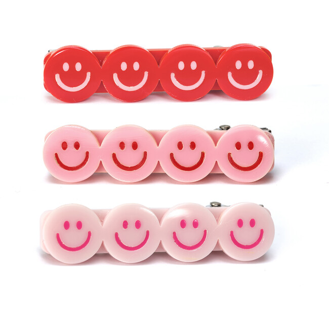 Happy Faces Pink Red Shades Hair Clips