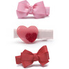 Baby Heart Double & Fabric Bow Red Pink Hair Clips - Hair Accessories - 1 - thumbnail