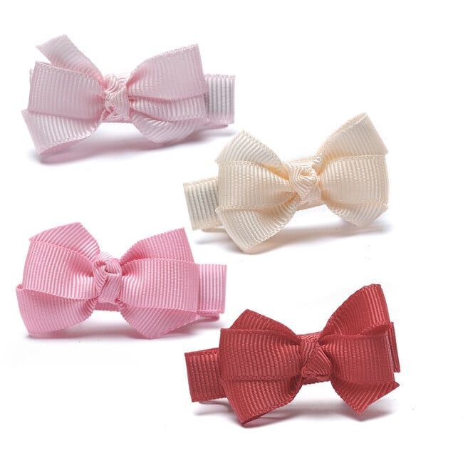 Baby Bows Fabric Pink Red Shades Hair Clips