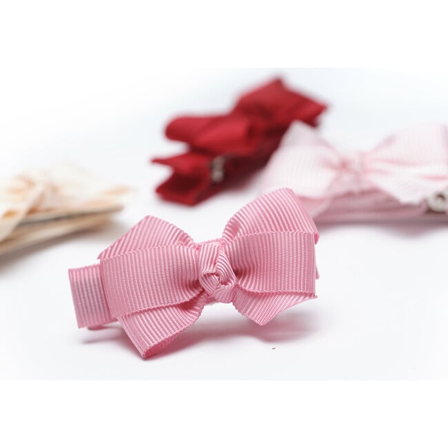 Baby Bows Fabric Pink Red Shades Hair Clips - Hair Accessories - 2