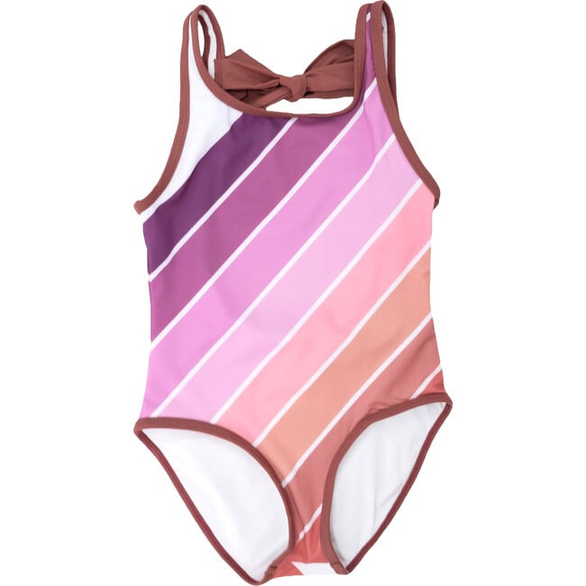 Scoop Neck One-Piece Swimsuit, Purple Sands Rainbow