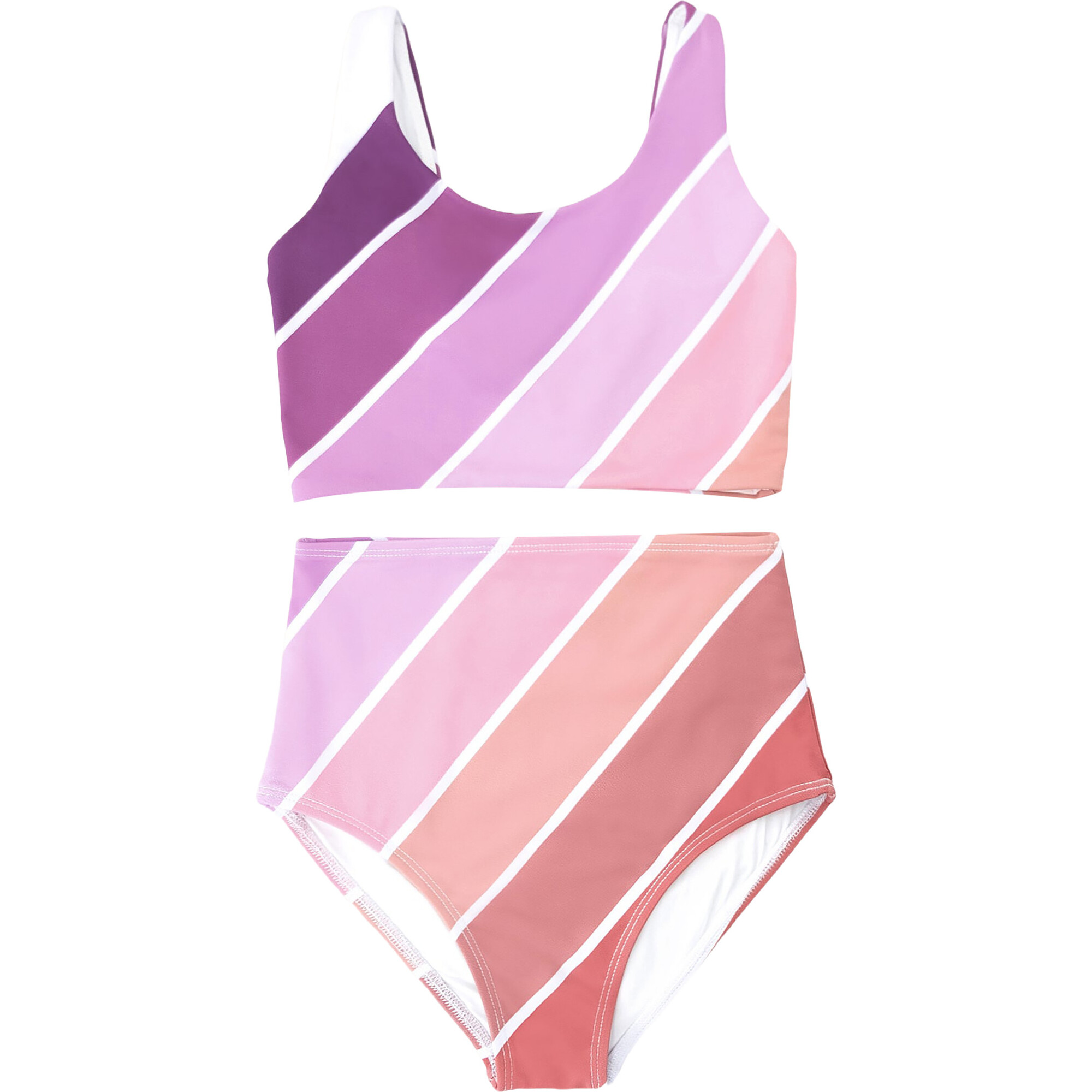 Scoop Neck 2-Piece Tank Swimsuit, Purple Sands Rainbow - Two Pieces - 1
