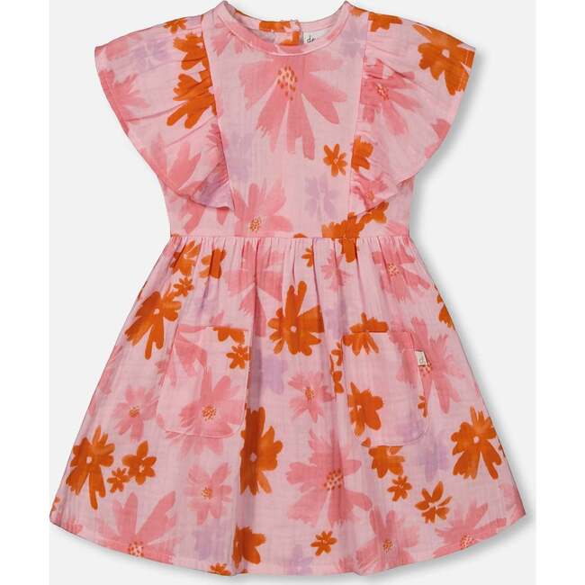 Muslin Dress, Pink And Coral Flowers