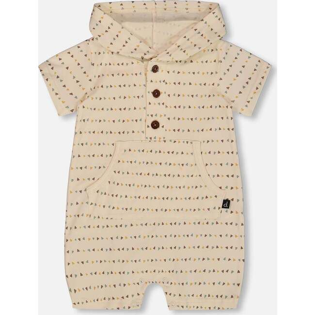 Organic Cotton Hooded Romper, Off-White