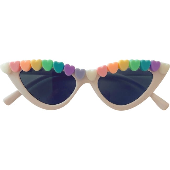 Rainbow Heart Line Elle Cat Eye Sunnies, White