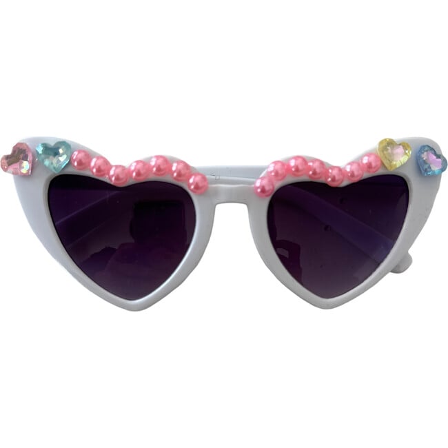 Sparkle Hearts Anna Heart Sunnies, White