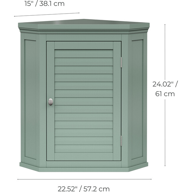 Teamson Home Glancy Corner Wall Cabinet, Sage Green - Bathroom - 3