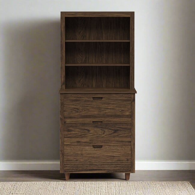 Teamson Home Ellery Freestanding Hutch Cabinet, Walnut - Bathroom - 2