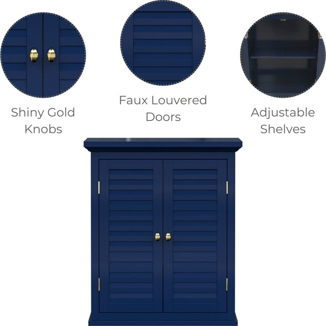 Teamson Home Glancy Removable Two-Door Wall Cabinet, Navy - Bathroom - 4