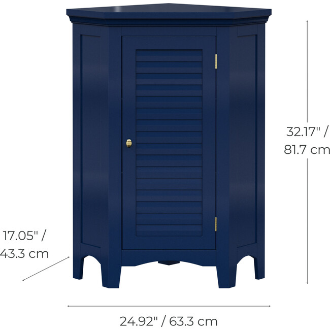 Teamson Home Glancy Corner Floor Cabinet, Navy - Bathroom - 3