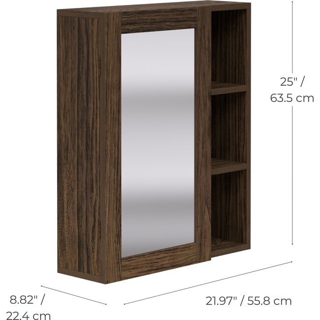 Teamson Home Ellery Removable Medicine Cabinet, Walnut - Bathroom - 3