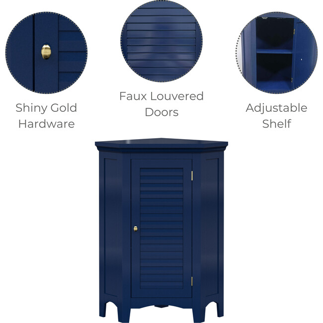 Teamson Home Glancy Corner Floor Cabinet, Navy - Bathroom - 4