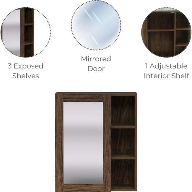 Teamson Home Ellery Removable Medicine Cabinet, Walnut - Bathroom - 4