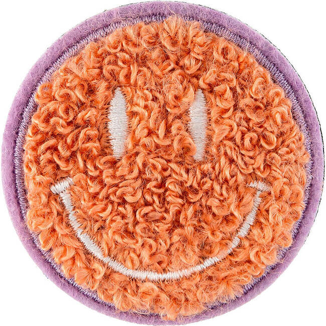 Soft Fuzzy Smiley Face Velcro Patch, Orange