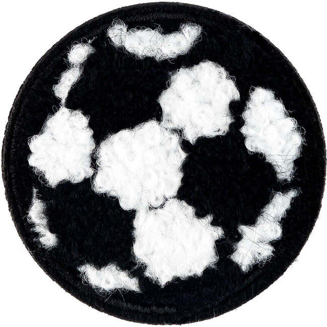 Soft Fuzzy Soccer Ball Velcro Patch, White