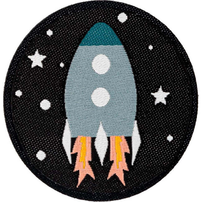 Soft Fuzzy Rocket Velcro Patch, Blue