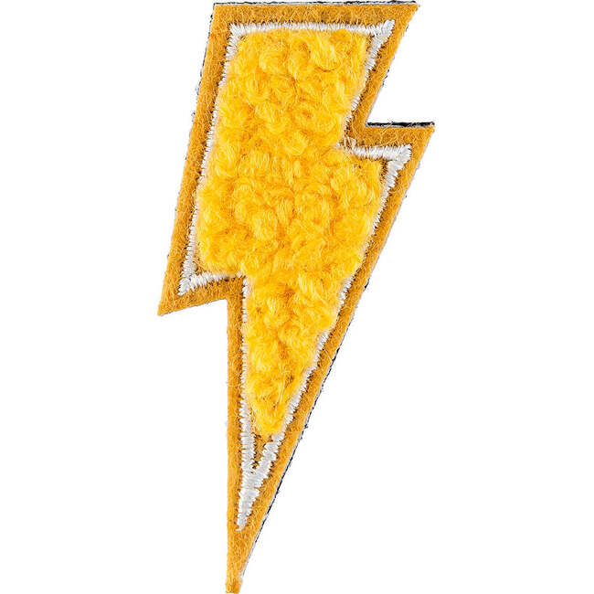 Soft Fuzzy Lightning Bolt Velcro Patch, Yellow