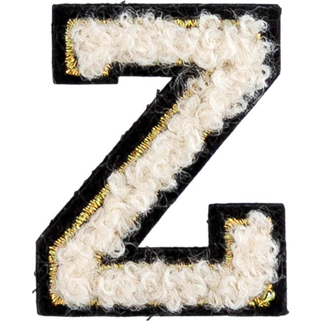 Soft Fuzzy Letter Z Velcro Patch, Gold & White