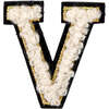 Soft Fuzzy Letter V Velcro Patch, Gold & White - Other Accessories - 1 - thumbnail