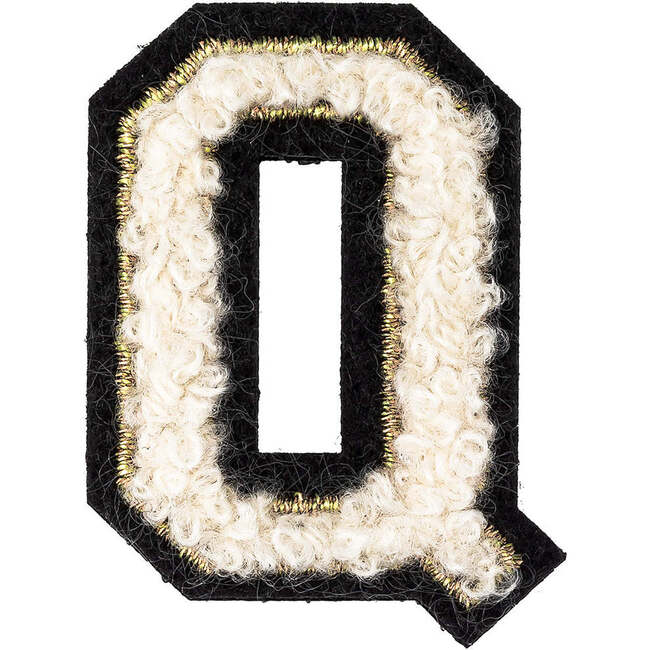 Soft Fuzzy Letter Q Velcro Patch, Gold & White