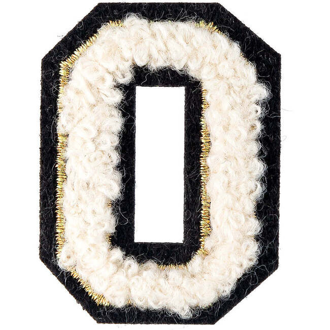 Soft Fuzzy Letter O Velcro Patch, Gold & White