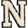 Soft Fuzzy Letter N Velcro Patch, Gold & White - Other Accessories - 1 - thumbnail