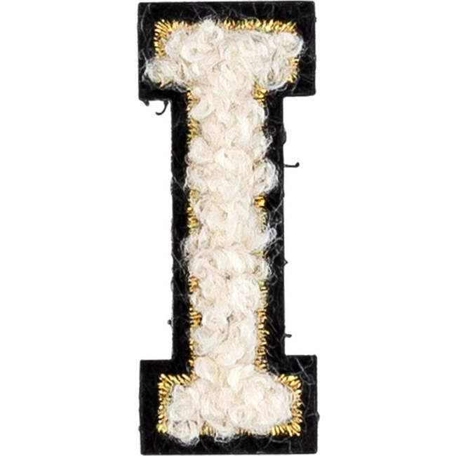 Soft Fuzzy Letter I Velcro Patch, Gold & White