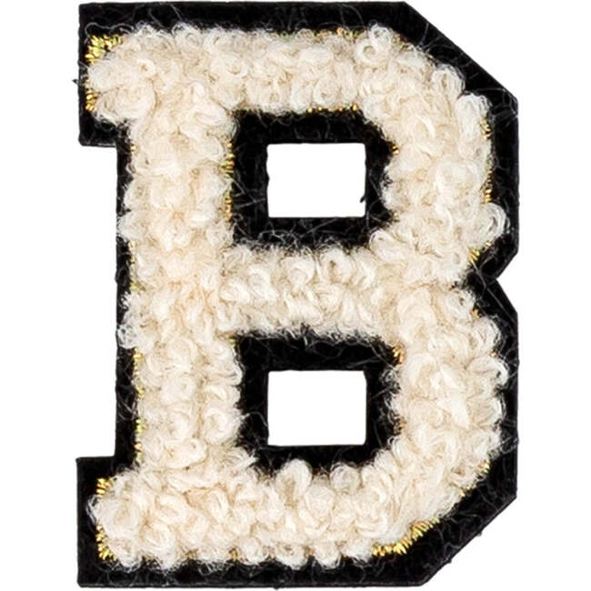 Soft Fuzzy Letter B Velcro Patch, Gold & White