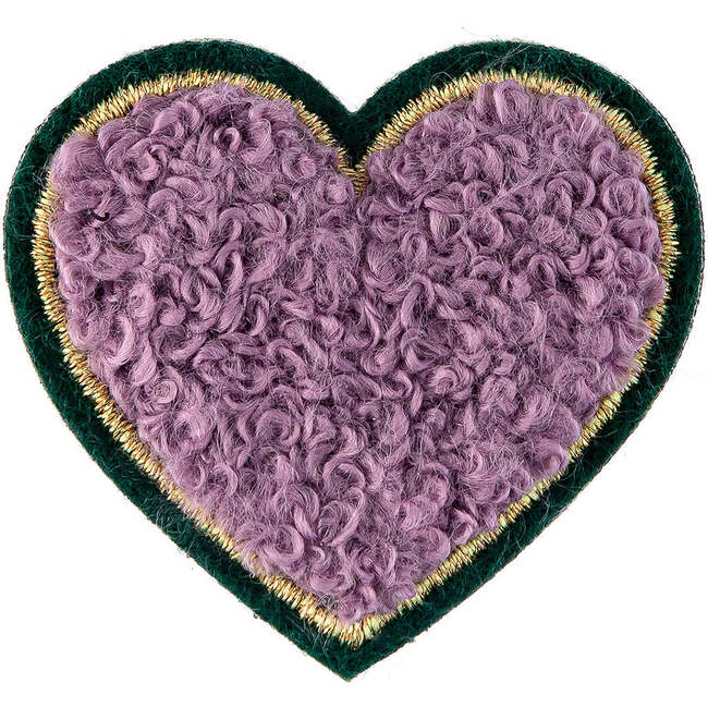 Soft Fuzzy Heart Velcro Patch, Purple & Gold