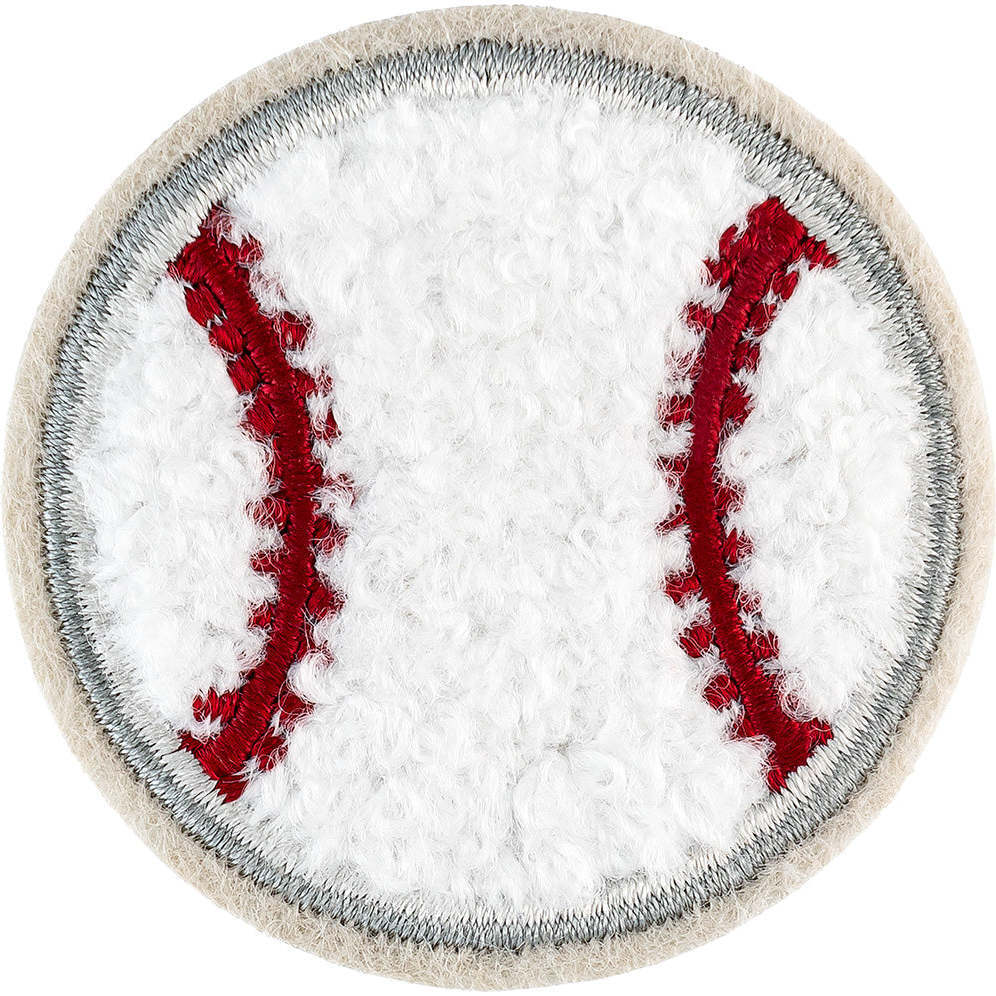 Soft Fuzzy Baseball Velcro Patch, White - Other Accessories - 1