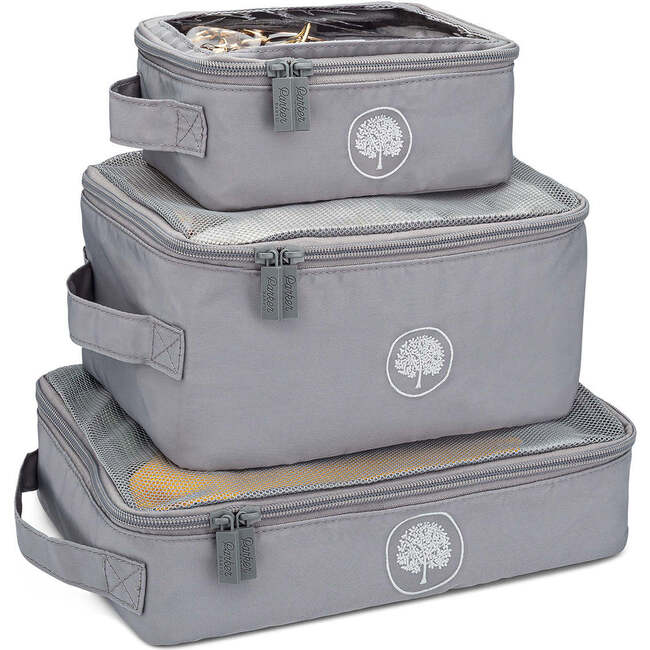 Transparent Top Packing Cube Set, Gray Buffalo & Gray