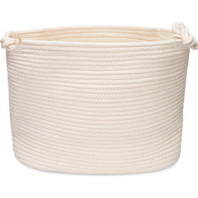 Rope Cube Knotted Handle Storage Basket, White