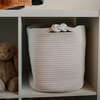 Rope Cube Knotted Handle Storage Basket, White - Storage - 5