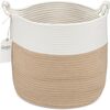 Rope Cube Knotted Handle Storage Basket, Brown & White - Storage - 1 - thumbnail