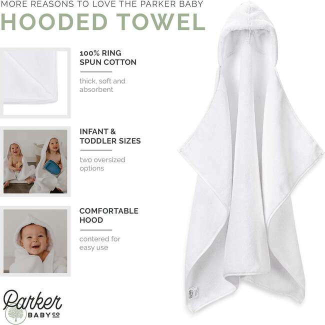 Ring spun Cotton Hooded Bath Towel, White - Towels - 4