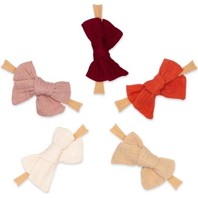 Nylon Bow Headbands Set, Maple (Pack Of 5)