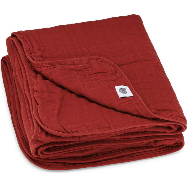 Muslin Cotton Oversized Quilt, Crimson