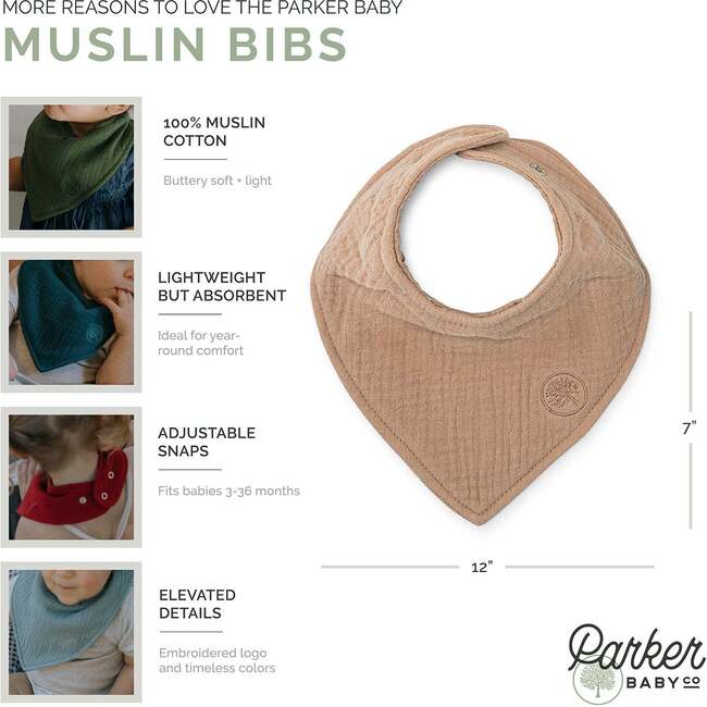 Muslin Cotton Bandana Snap Bibs Set, Estes (Pack Of 4) - Bibs - 3