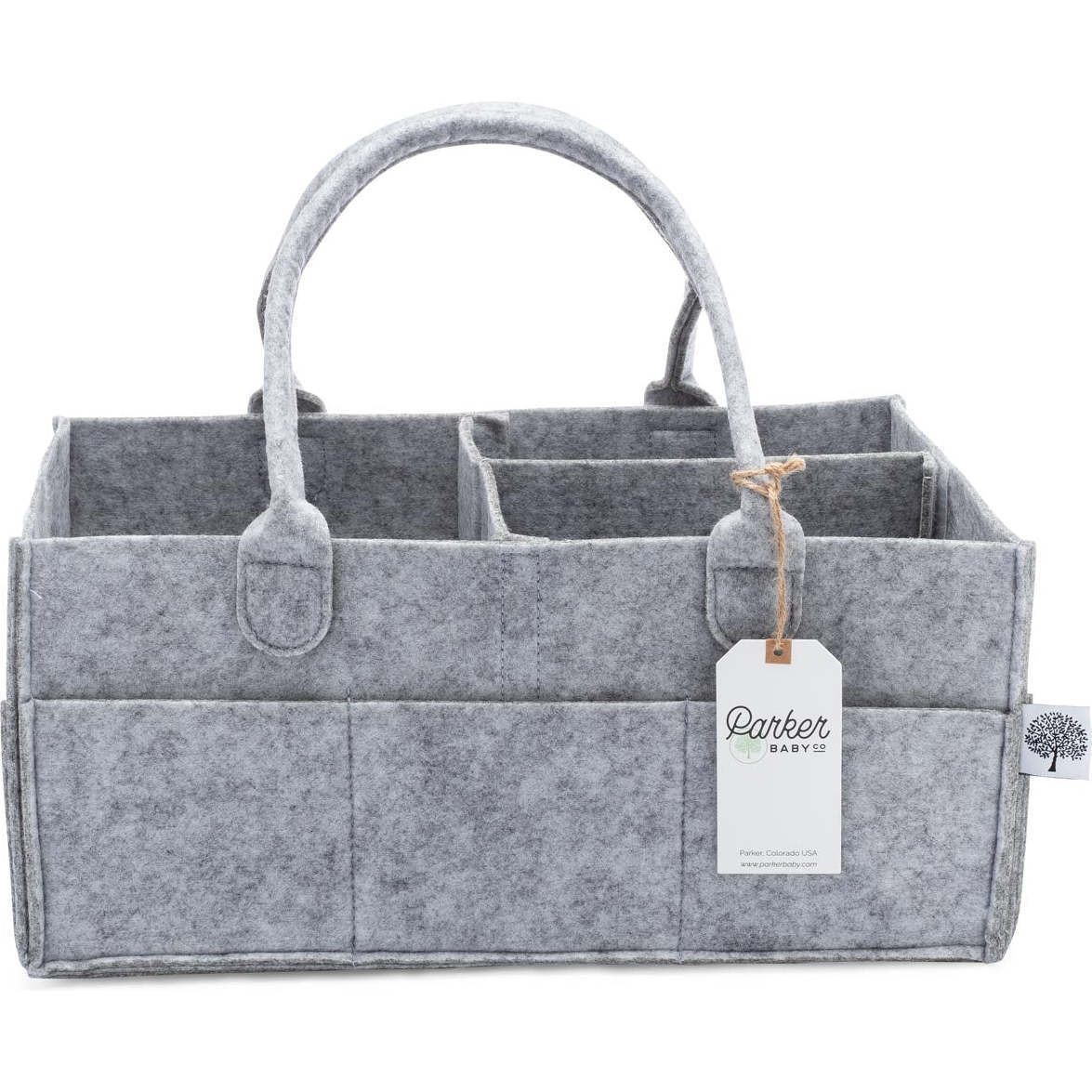 Durable Felt Removable Insert Diaper Caddy, Gray - Storage - 1