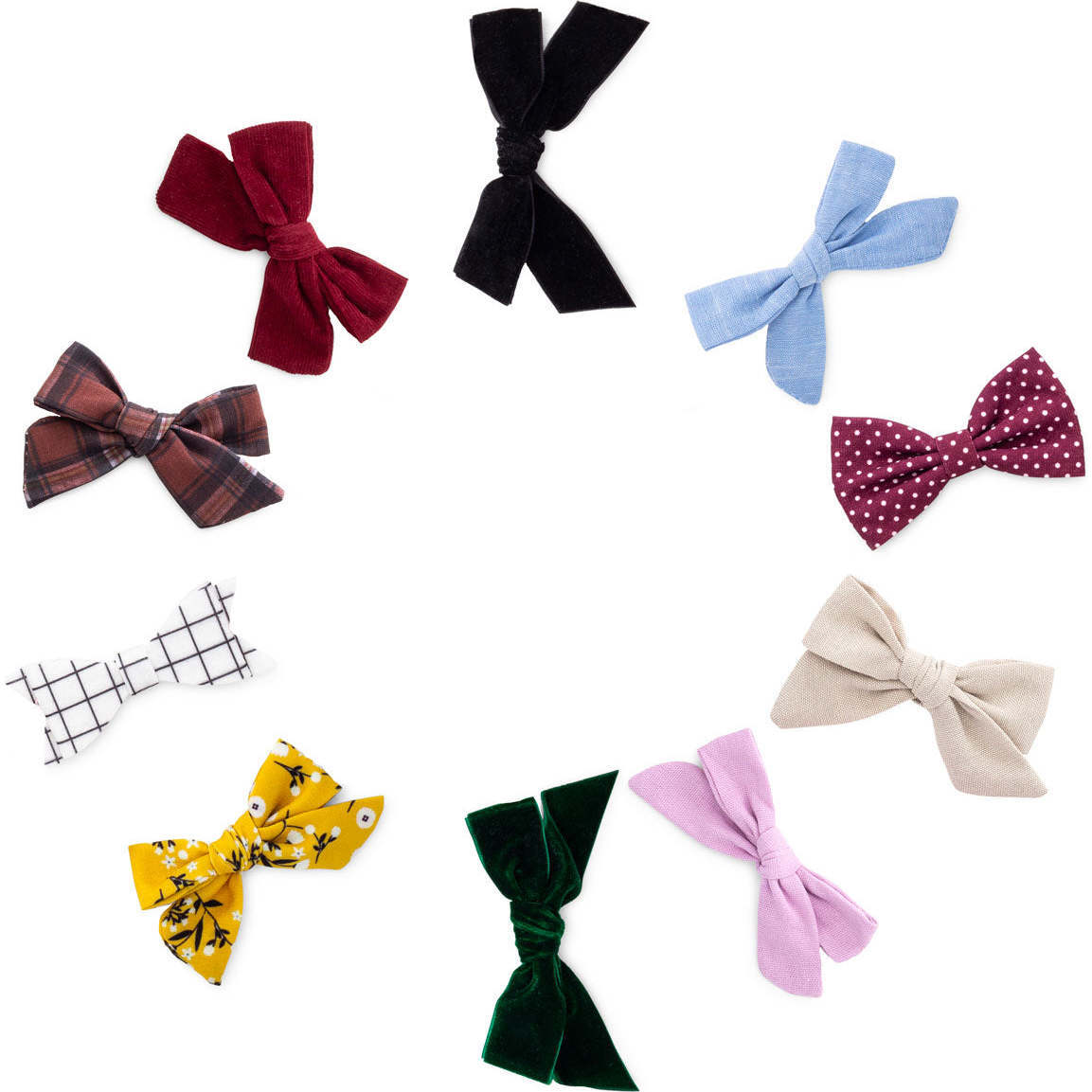 Anne Bow Alligator Clips Set, Multicolors (Pack Of 10) - Hair Accessories - 1