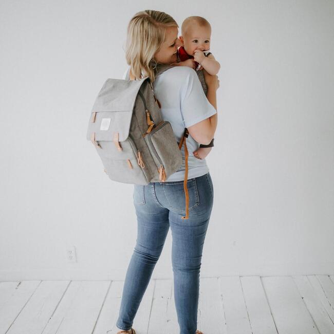 Birch Large Zipper Diaper Backpack, Gray - Diaper Bags - 2