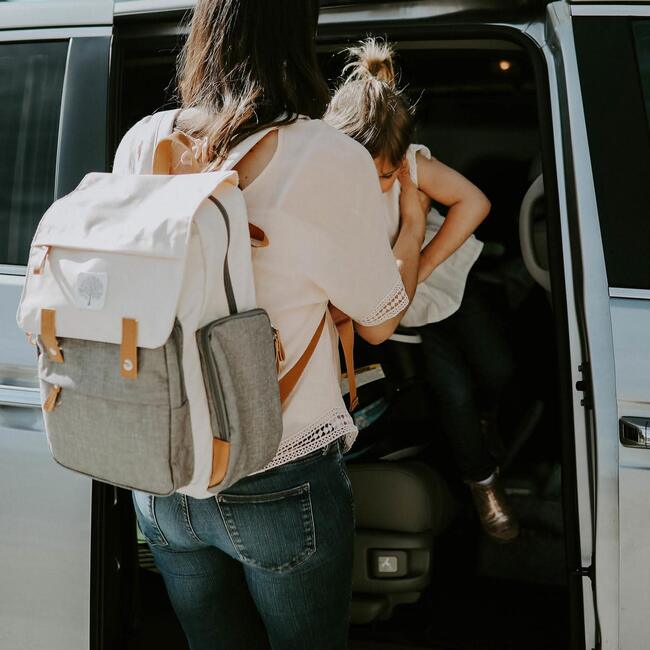 Birch Large Zipper Diaper Backpack, Cream