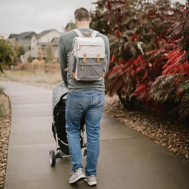 Birch Large Zipper Diaper Backpack, Cream - Diaper Bags - 2