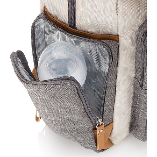 Birch Large Zipper Diaper Backpack, Cream - Diaper Bags - 5