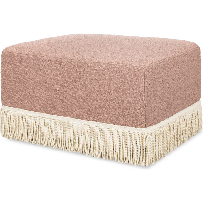 Crawford Boucle With Tassel Fringe Gliding Ottoman, Rose & Ivory