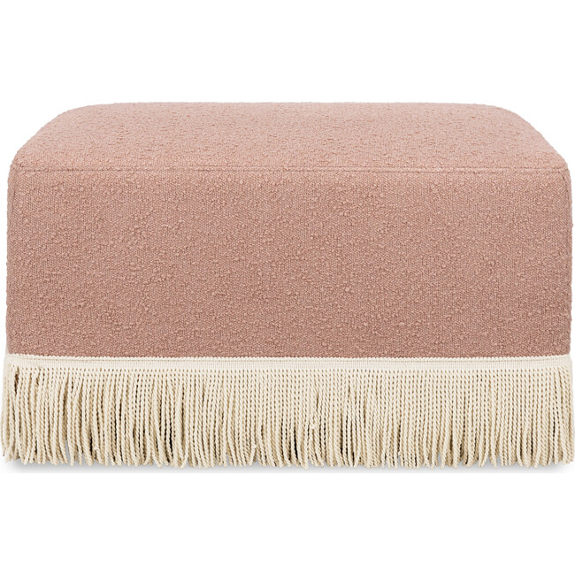 Crawford Boucle With Tassel Fringe Gliding Ottoman, Rose & Ivory - Ottomans - 2