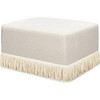 Crawford Boucle With Tassel Fringe Gliding Ottoman, Ivory & Ivory - Ottomans - 1 - thumbnail