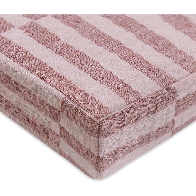 Quilted GOTS Certified Organic Muslin Cotton Changing Pad Cover, Maroon Stripe