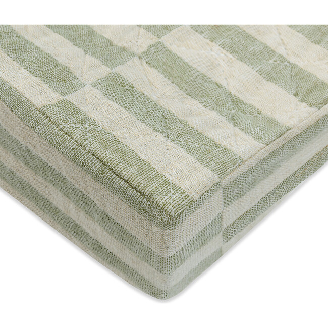 Quilted GOTS Certified Organic Muslin Cotton Changing Pad Cover, Moss Stripe